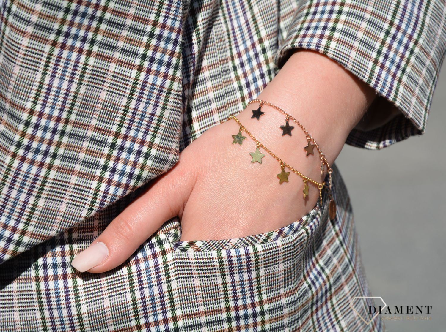 Bransoleta srebrna pozł. gwiazdki Dall'Acqua B RM 21092 (2).JPG